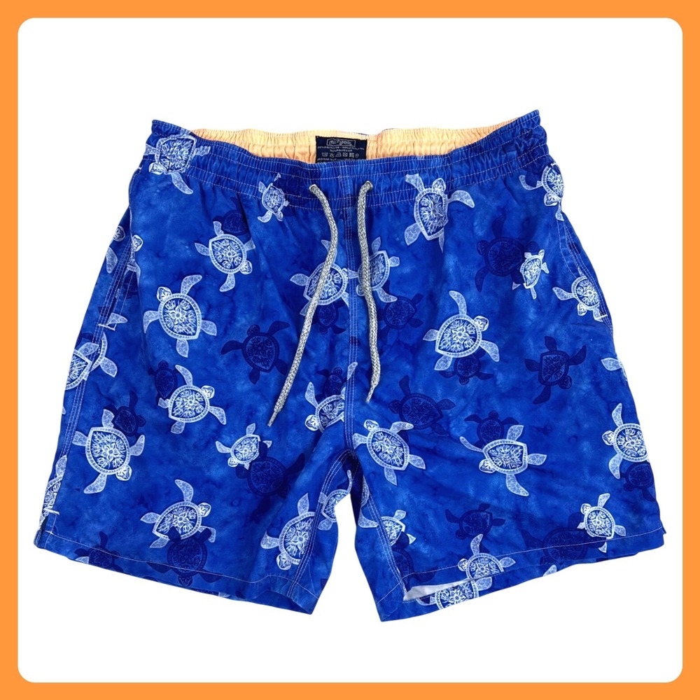 Michael's‎ Swim Trunks Men SMALL Blue Sea Turtle Mesh Lined 6"